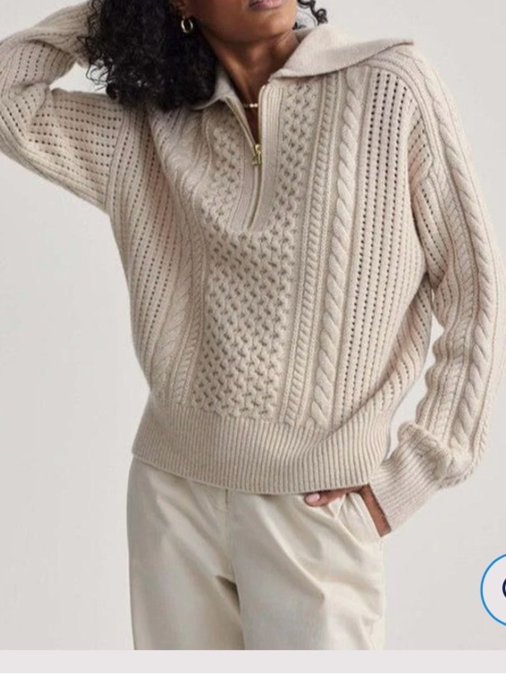 Varley CAMELLO RELAXED CABLE HALF ZIP TRUE KNIT BLEND - Picture 2 of 7